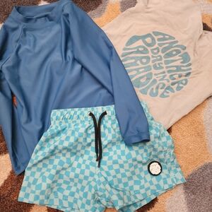 The Little Surfer dude Swim Trunks 18-24 Months And 2T Rashguard,tshirt